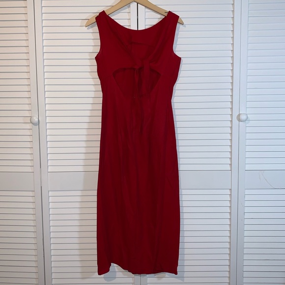 Vintage Maxi open back Dawn Joy Fashions dress RED - Picture 2 of 6